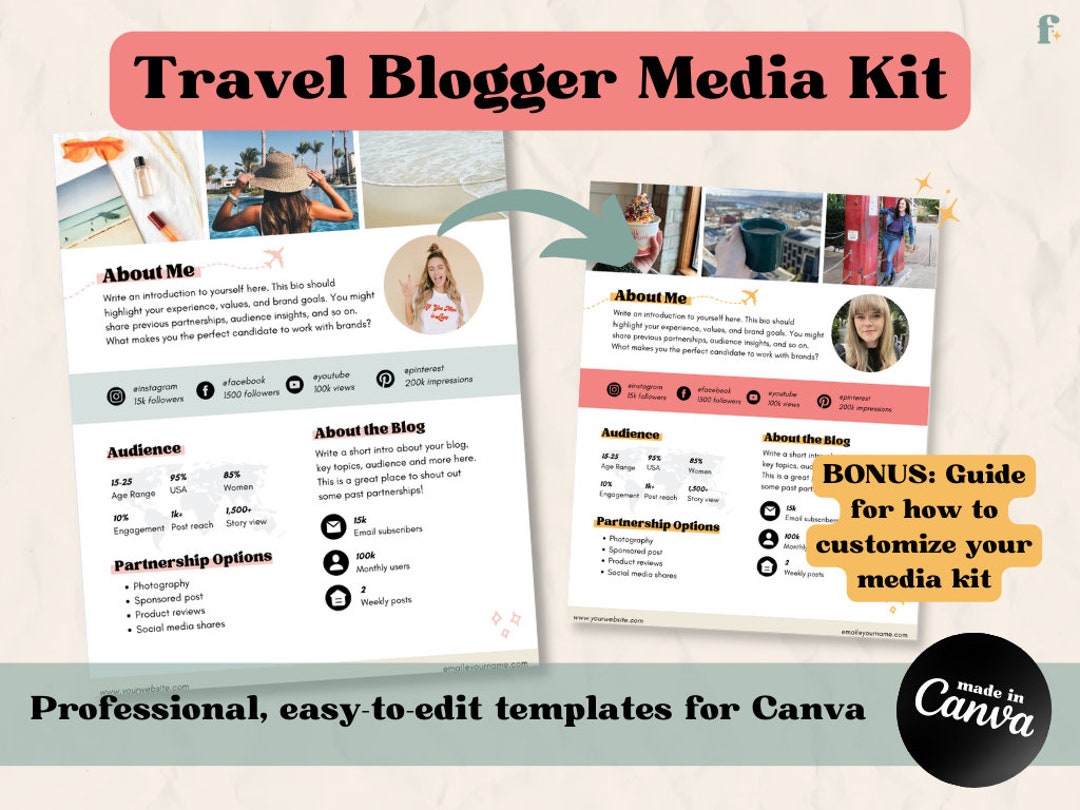 Blogger Media Kit Template Canva | Social Media Kit | Business Media ...