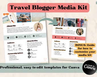 Blogger Media Kit Template Canva | Social Media Kit | Business Media Kit | Blogger Media Kit | Blogger Rate Card