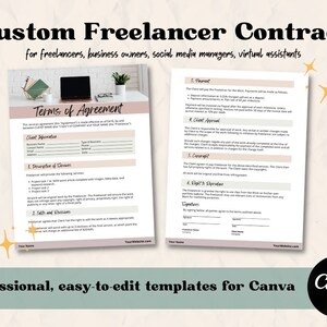 Freelance Contract Template | Social Media Manager Contract | Writer Contract | Virtual Assistant Contract Template