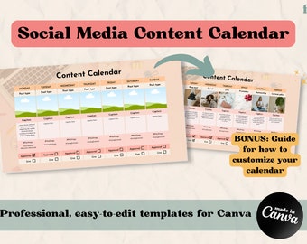 Social Media Content Calendar | Blogger Content Calendar | Weekly Content Schedule | Social Media Manager