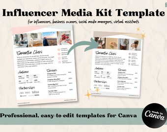 Media Kit Template Canva | Social Media Kit | Business Media Kit | Blogger Media Kit | Blogger Rate Card