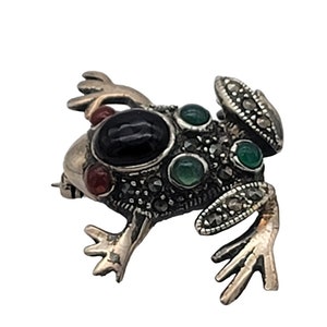 Vintage Sterling Silver Frog Pin Marked 925 Maker MD WO-0395 image 1