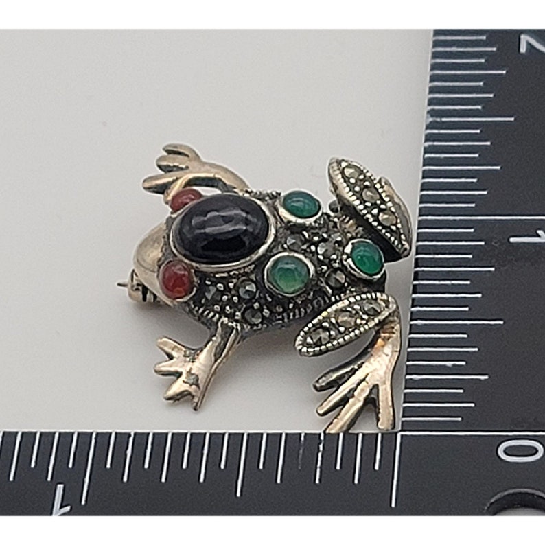 Vintage Sterling Silver Frog Pin Marked 925 Maker MD WO-0395 image 5