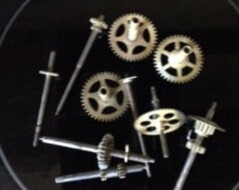 Lot 2 of ten (10) various antique clock parts, sold as is