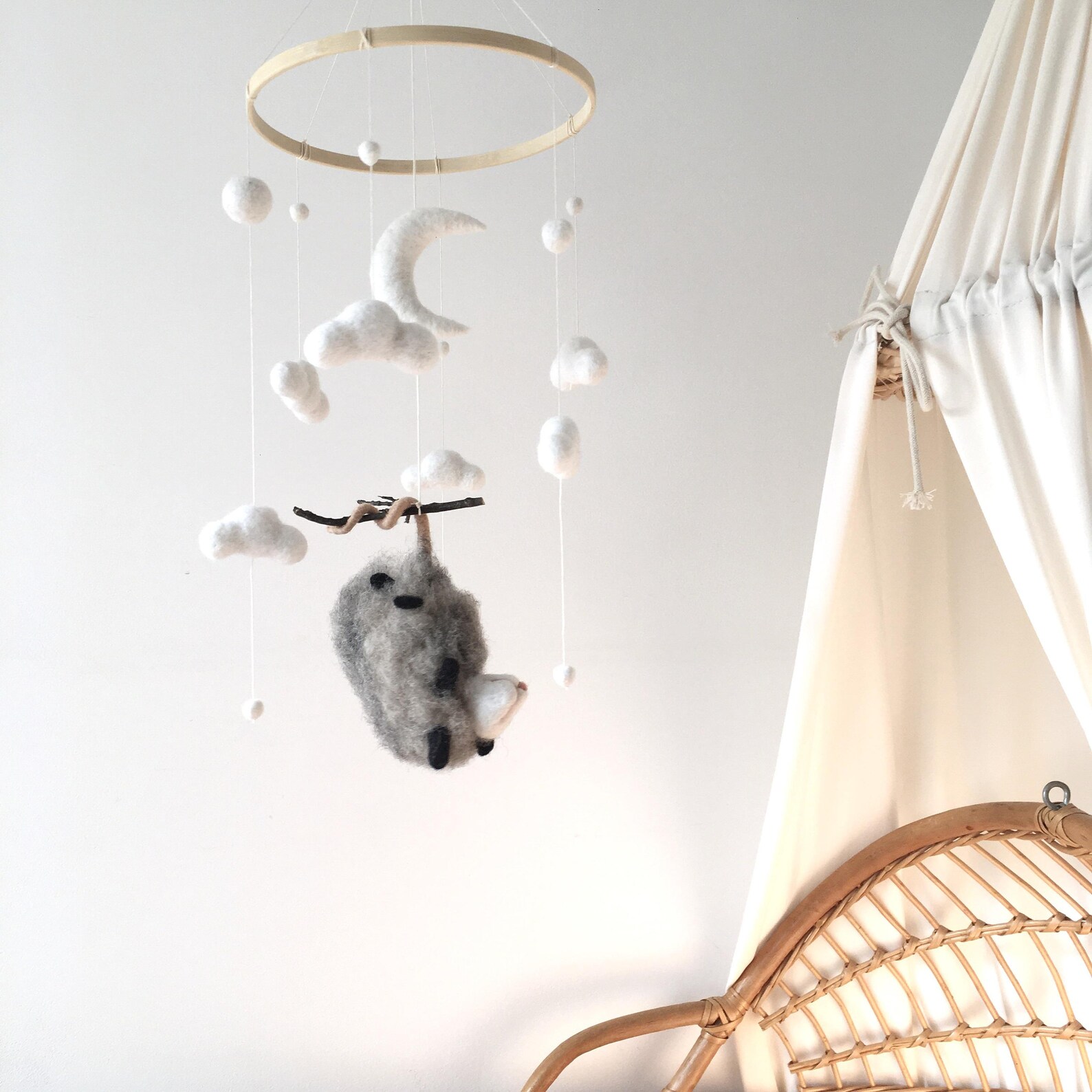 Opossum Baby Mobile, Animals Crib Mobile, Baby Crib Mobile, Opossum