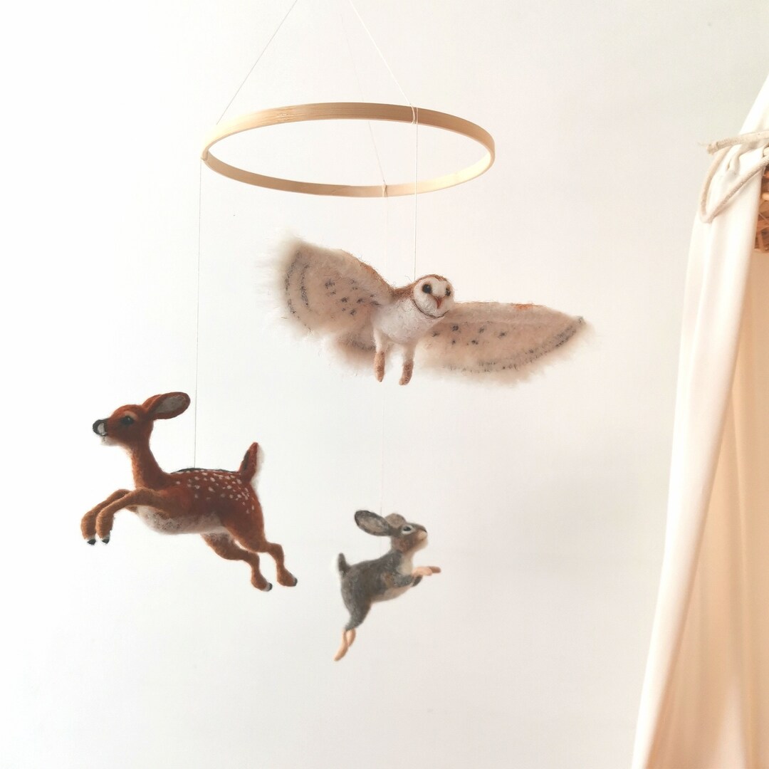 Forest Animal Mobile, Baby Nursery Mobile, Animals Baby Mobile, Bambi