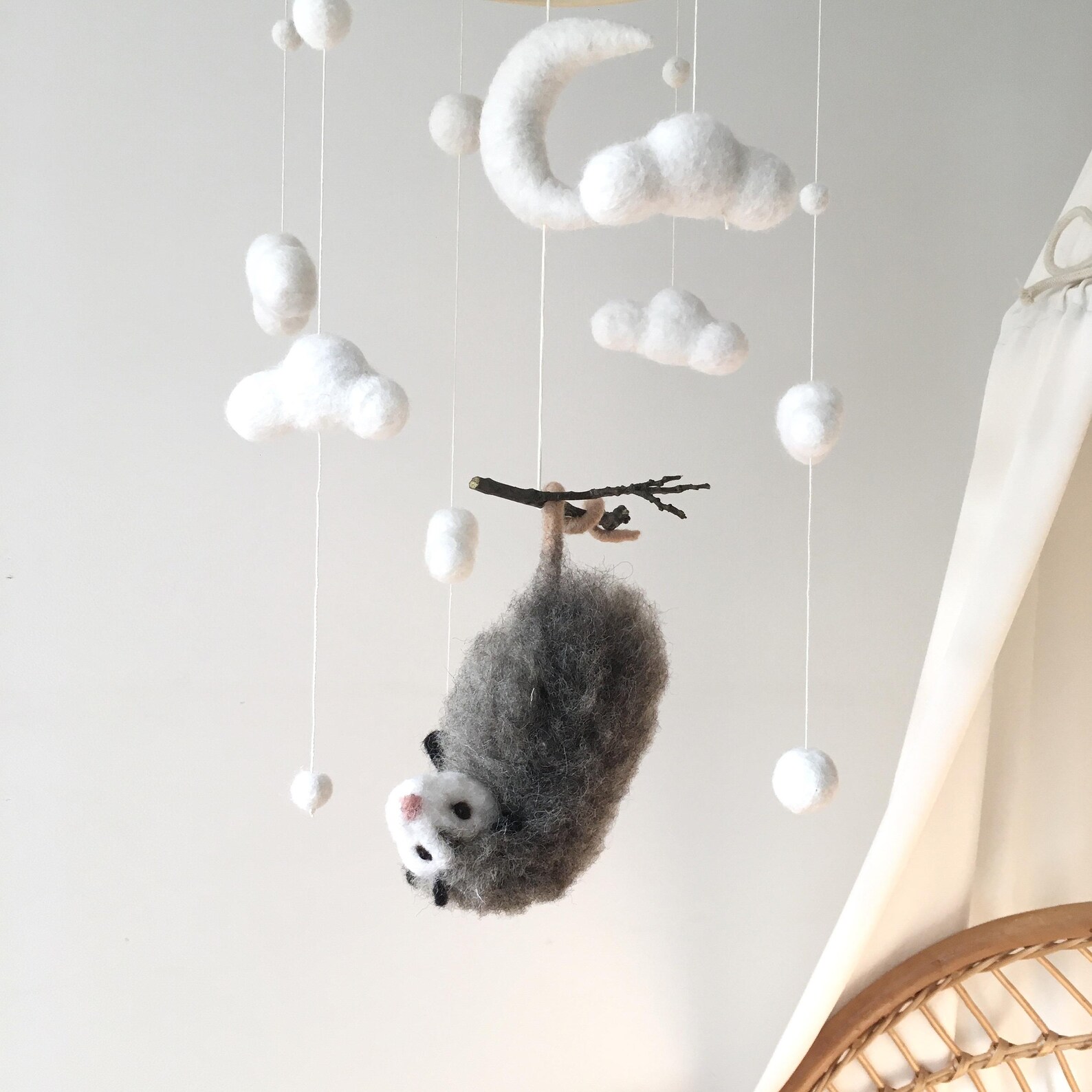 Opossum Baby Mobile, Animals Crib Mobile, Baby Crib Mobile, Opossum