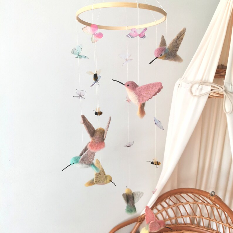 Flying Birds Mobile Hummingbird Ornament Birds Crib Mobile Etsy