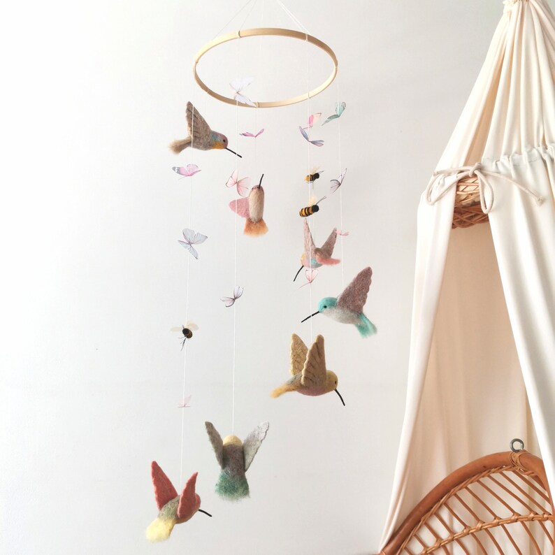 Flying Birds Mobile Hummingbird Ornament Birds Crib Mobile Etsy