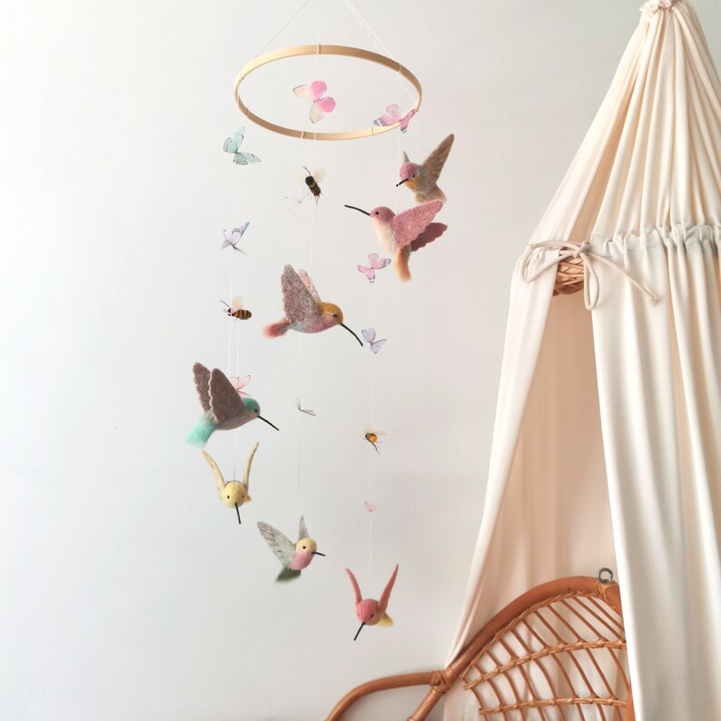 Flying Birds Mobile Hummingbird Ornament Birds Crib Mobile Etsy