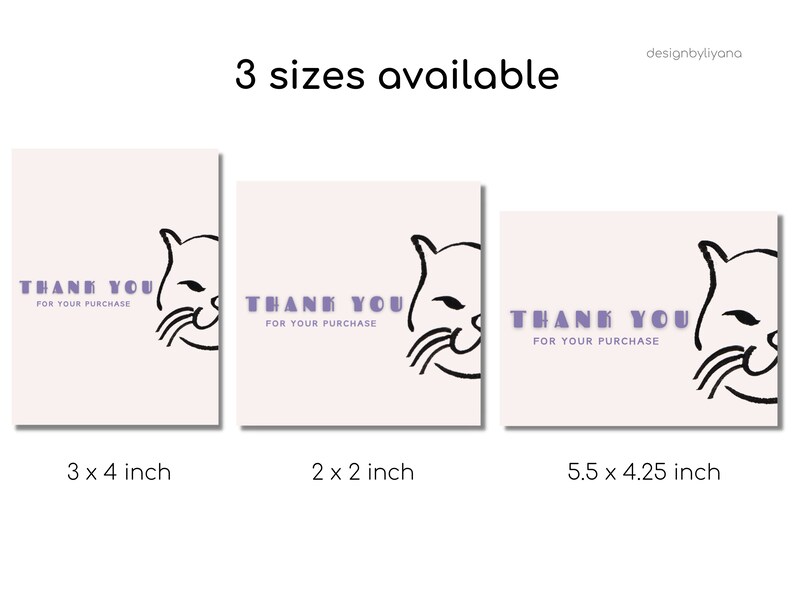 Cat Thank You Card Template Thank You Card Insert Small - Etsy
