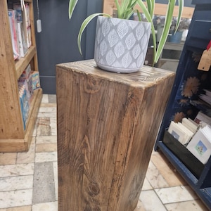 Sofa Side Table RUSTIC WOODEN Plant STAND pillar with storage display - Now with Optional shelf or Drawer storage. 26x26cm Square Top