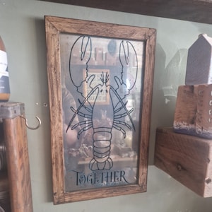 Vintage Style Lobster Mirror: &#39;Together&#39; Quote, Wood Framed Wall Decor