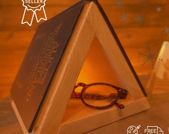 Handmade Wooden Triangle Bookrest: Bedside Phone & Glasses Stand