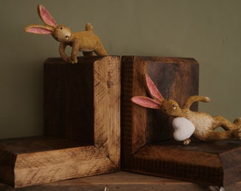 RUSTIC WOODEN BOOKENDS Handmade Book Organiser Natural Upcycled book Accessories