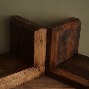 RUSTIC WOODEN BOOKENDS Handmade Book Organiser Natural Upcycled Book ...