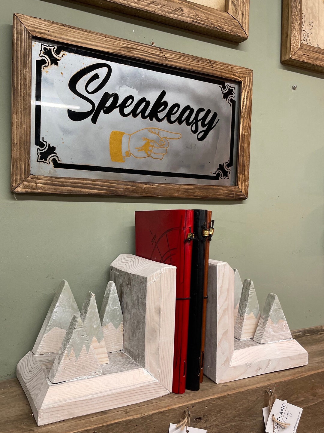 Rustic MOUNTAIN Wooden BOOKENDS | Country Home Décor Sturdy Book ...