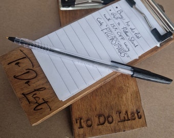 Wooden To Do List clip pad note taking engraved shopping check list - personalisation available Just ask