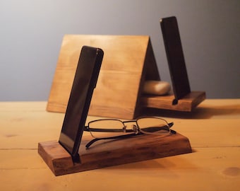 REPOSE-LIVRE et support pour téléphone triangle en bois | Réserver ORGANISATEUR | Table de chevet, téléphone et lunettes de protection élégants, cadeau personnalisé fait main