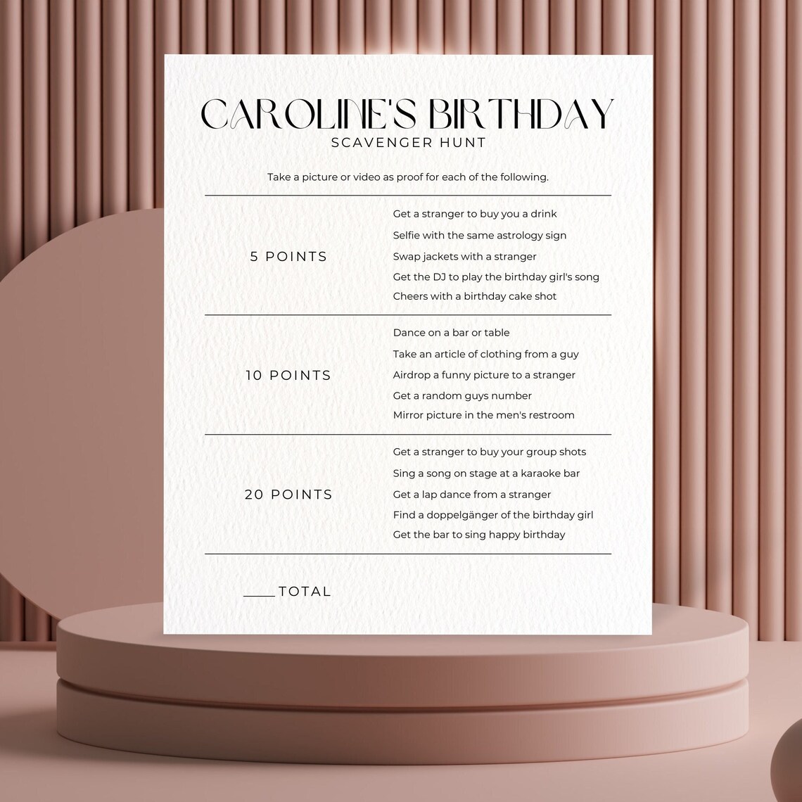 Birthday Party Scavenger Hunt Drinking Game Minimal Modern Etsy