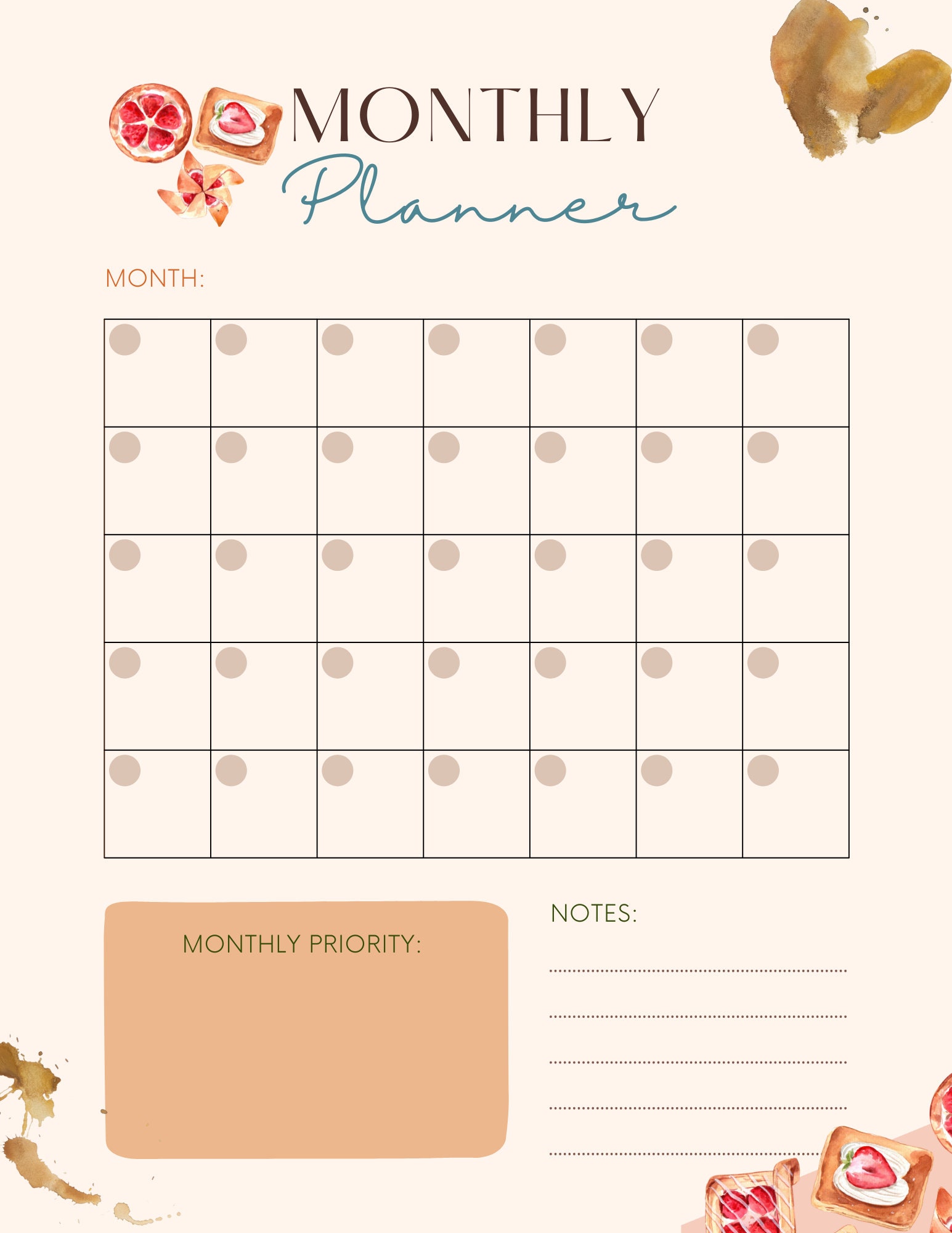 Printable Yearly | Monthly | Daily Planner | Undated Planner | Planner ...
