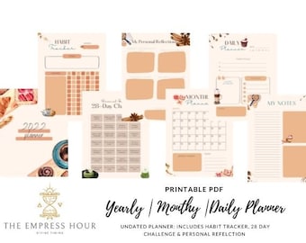 Printable Yearly | Monthly | Daily Planner | Undated Planner | Planner inserts