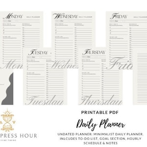 Printable Weekly Planner | Daily Planner | Undated Planner | Planner inserts | PDF planner | Notes