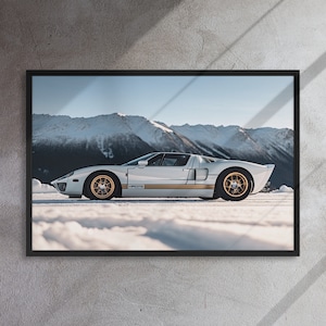 Original Ford GT, Snowscape - High Resolution Horizontal Canvas (Framed)