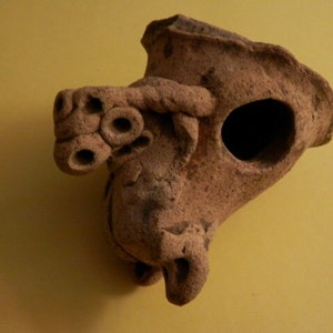 Collectible Pre-columbian Artifact Censer Urn Foot 3&quot; X 2 1/2&quot; X 2 1/2&quot; -A0216