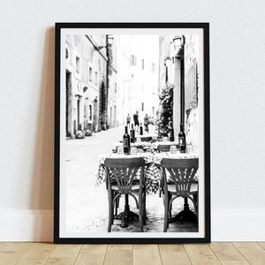 Black and White Rome Cafe Wall Art, Italian Street Photography (Instant Download)