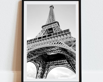 Eiffel Tower Print: Paris Architecture, Black and White Wall Art (Instant Download)