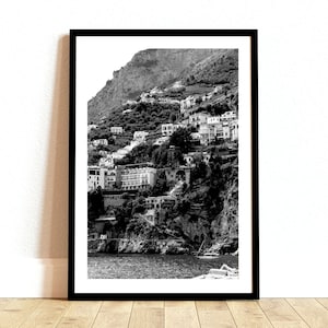 Amalfi Coast Print: Black and White Italian Wall Art (Digital Download)