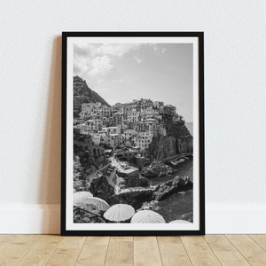 Cinque Terre Print: Black and White Italian Wall Art (Instant Download)