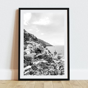 Amalfi Coast Print: Italy Beach, Black and White Wall Art (Digital Download)