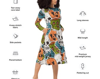Monsters Halloween Midi Dress