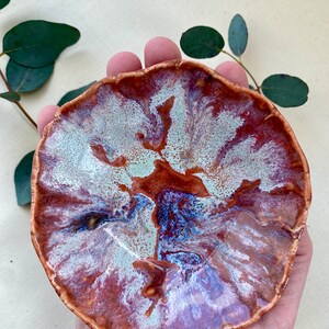 Tiny rusty red marbled dish single. Jewellery dish, gift for mum, gift for teenage girl, thank you gift, wedding gift image 2