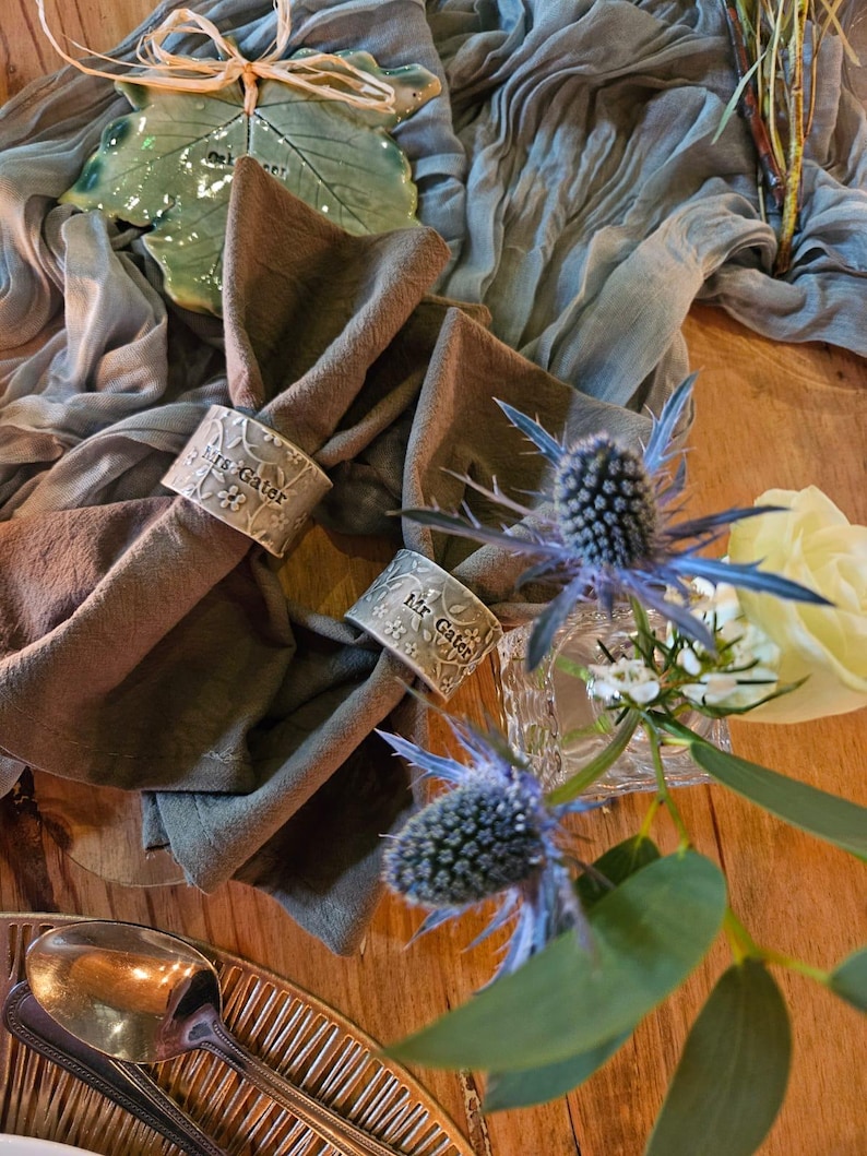 Personalized Stoneware Ceramic Napkin Ring: Handmade Wedding Table Decor - MADE TO ORDER image 6