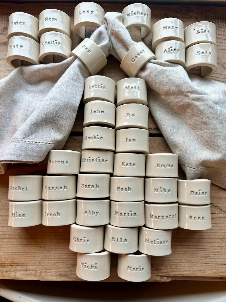 Personalized Stoneware Ceramic Napkin Ring: Handmade Wedding Table Decor - MADE TO ORDER image 2