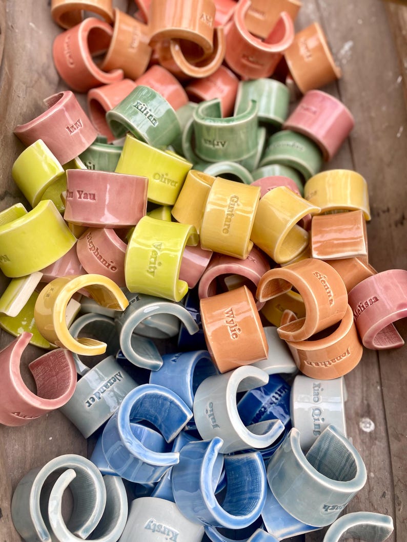 Personalized Stoneware Ceramic Napkin Ring: Handmade Wedding Table Decor - MADE TO ORDER image 9