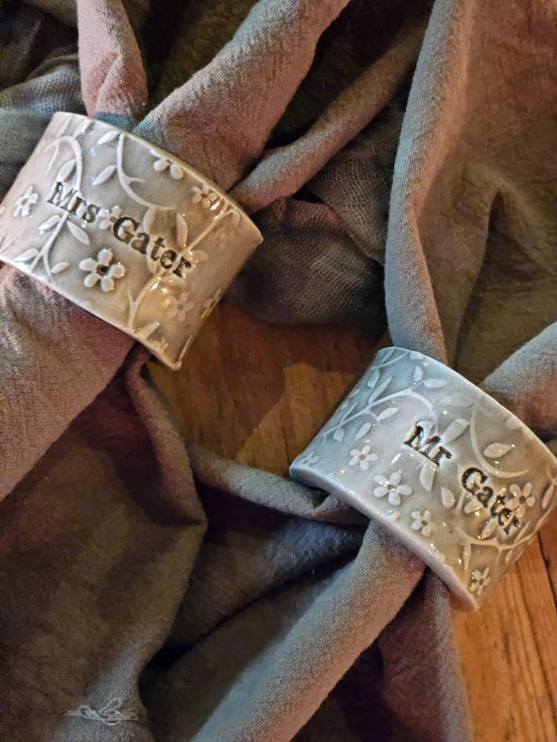 Personalized Stoneware Ceramic Napkin Ring: Handmade Wedding Table Decor - MADE TO ORDER image 8