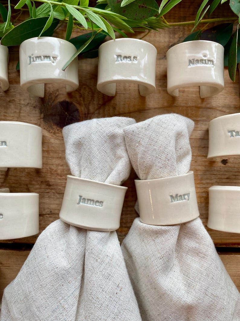 Personalized Stoneware Ceramic Napkin Ring: Handmade Wedding Table Decor - MADE TO ORDER image 7