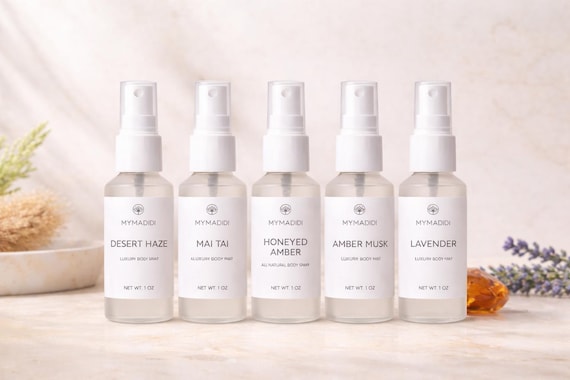 All Natural Body Spray Sample Pack – 5 Mini Mists, Travel Size Fragrance Discovery Set