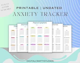 Symptom Tracker, Anxiety Journal, Anxiety Log, Anxiety Worksheet, Anxiety Tracker, Anxiety Worksheet, Anti Anxiety Journal, Wellness Journal