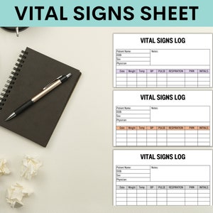 Vital Signs Sheet Printable, Vital Signs Log, Nursing Vitals Sheet ...
