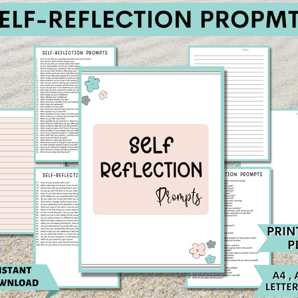 Writing Prompts, Journal Prompts, Reflection Journal,  Anxiety Journal, Depression Journal, Thought Journal,  Self Help Journal