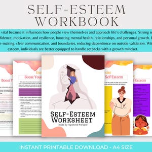 Self-Esteem Workbook, Self-Care Planner, Self-Worth Worksheets, Coaching Tools, Therapy Resources, DBT Confidence Worksheets,