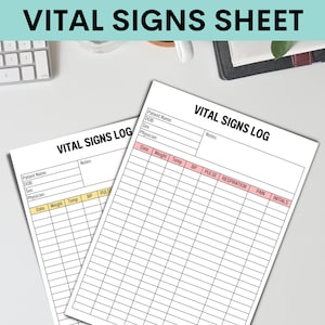 Vital Signs Sheet Printable, Vital Signs Log, Nursing Vitals Sheet ...