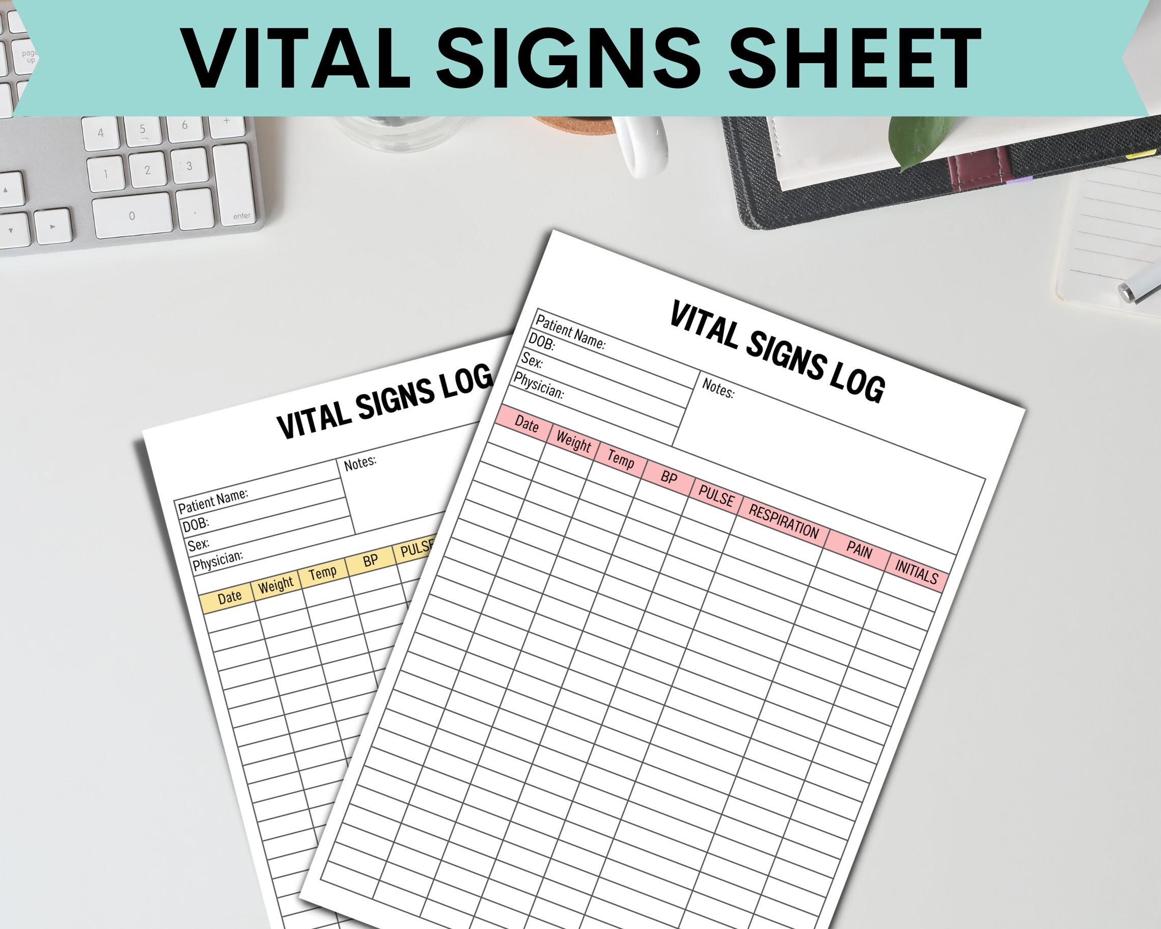 Vital Signs Sheet Printable, Vital Signs Log, Nursing Vitals Sheet, Intake Chart, Health Planner ...