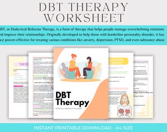 DBT Therapy Worksheets, Dialectical Behavior Therapy, DBT skills, Mental Health Worksheet, Distress Tolerance Bundle Digital Download,