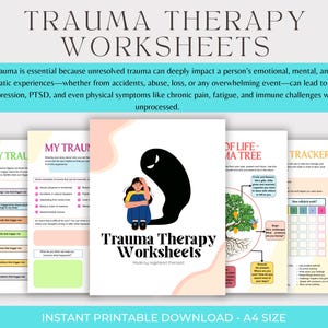 Trauma Worksheets , PTSD Workbook, Trauma Therapy Treatment Plan, Somatic Healing Coping Skills, Trauma Responses Therapy Tool